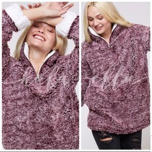 Purple Soft Sherpa Lined Pullover Sweater